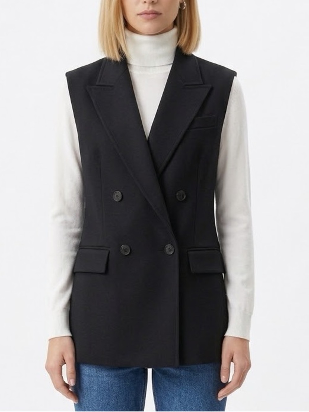 Zara Black Sleeveless Blazer Vest Size Small